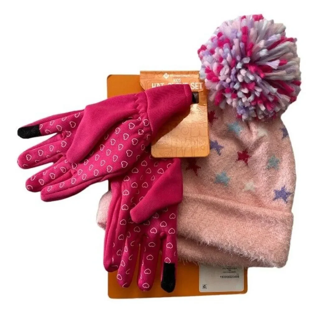*NEW* Members mark kids, hat, and gloves, set large, extra large in pink